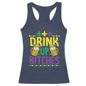 Mardi Gras Racerback Tank Top Drink Up Bitch Funny Drinking Team TS09 Navy Print Your Wear