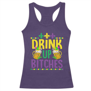 Mardi Gras Racerback Tank Top Drink Up Bitch Funny Drinking Team TS09 Purple Print Your Wear