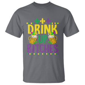 Mardi Gras T Shirt Drink Up Bitch Funny Drinking Team TS09 Charcoal Printyourwear