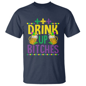 Mardi Gras T Shirt Drink Up Bitch Funny Drinking Team TS09 Navy Printyourwear