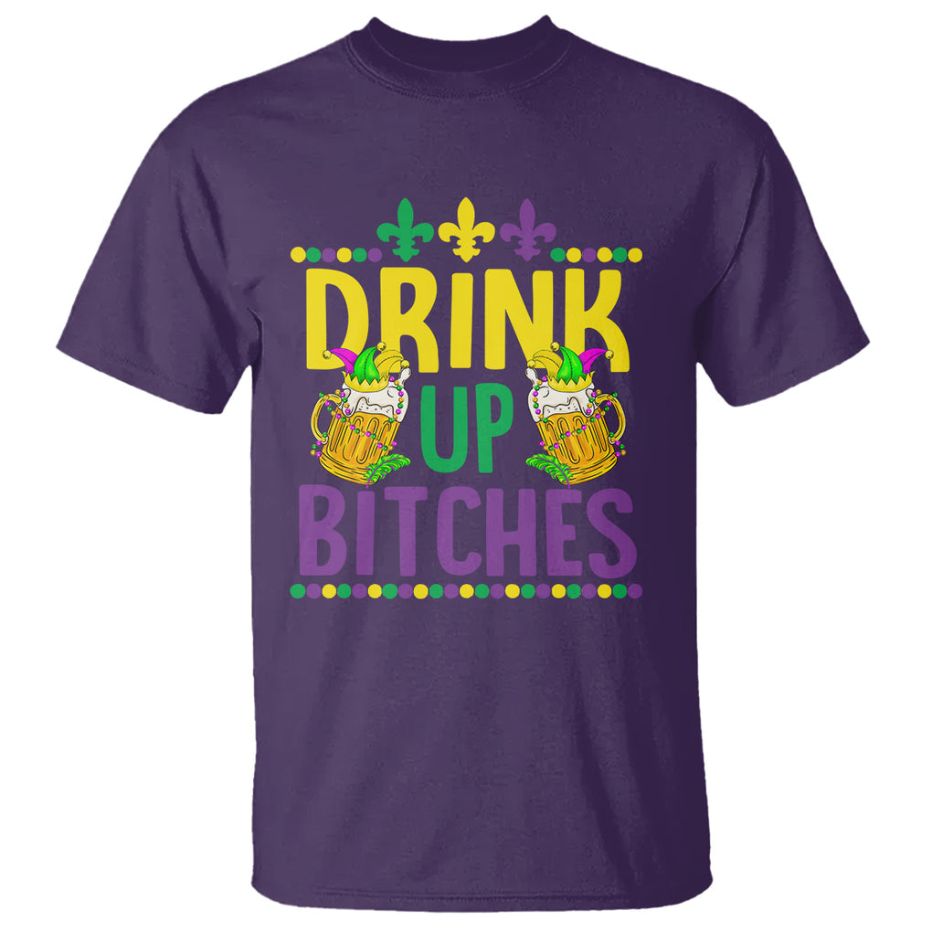 Mardi Gras T Shirt Drink Up Bitch Funny Drinking Team TS09 Purple Printyourwear
