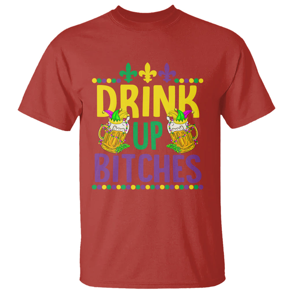 Mardi Gras T Shirt Drink Up Bitch Funny Drinking Team TS09 Red Printyourwear