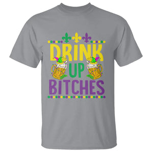 Mardi Gras T Shirt Drink Up Bitch Funny Drinking Team TS09 Sport Gray Printyourwear