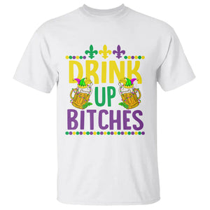 Mardi Gras T Shirt Drink Up Bitch Funny Drinking Team TS09 White Printyourwear