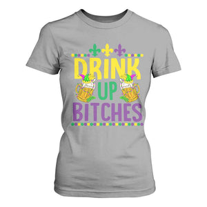 Mardi Gras T Shirt For Women Drink Up Bitch Funny Drinking Team TS09 Sport Gray Print Your Wear
