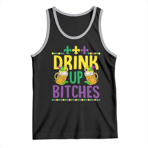 Mardi Gras Tank Top Drink Up Bitch Funny Drinking Team TS09 Black Athletic Heather Print Your Wear