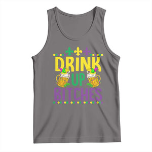 Mardi Gras Tank Top Drink Up Bitch Funny Drinking Team TS09 Deep Heather Print Your Wear