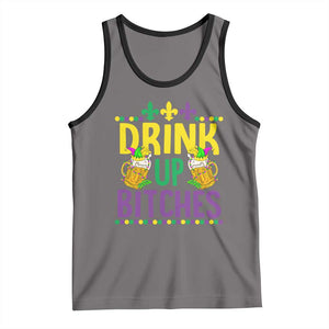 Mardi Gras Tank Top Drink Up Bitch Funny Drinking Team TS09 Deep Heather Black Print Your Wear