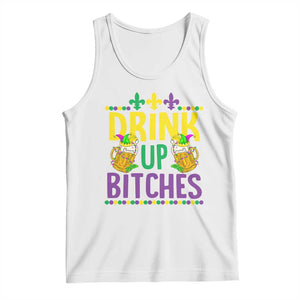 Mardi Gras Tank Top Drink Up Bitch Funny Drinking Team TS09 White Print Your Wear