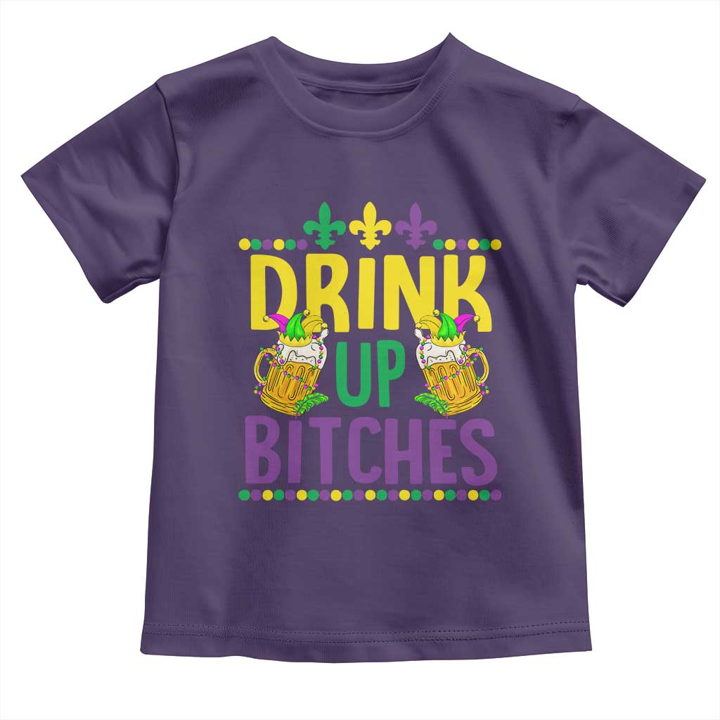 Mardi Gras Toddler T Shirt Drink Up Bitch Funny Drinking Team TS09 Purple Print Your Wear