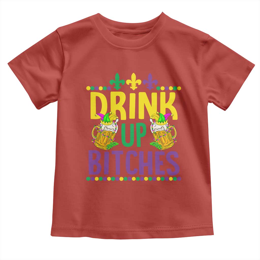 Mardi Gras Toddler T Shirt Drink Up Bitch Funny Drinking Team TS09 Red Print Your Wear