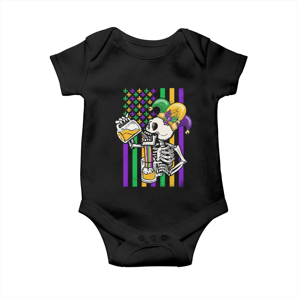Mardi Gras Beer Lover American Flag Fat Tuesday Parade Baby Onesie TS09 Black Print Your Wear