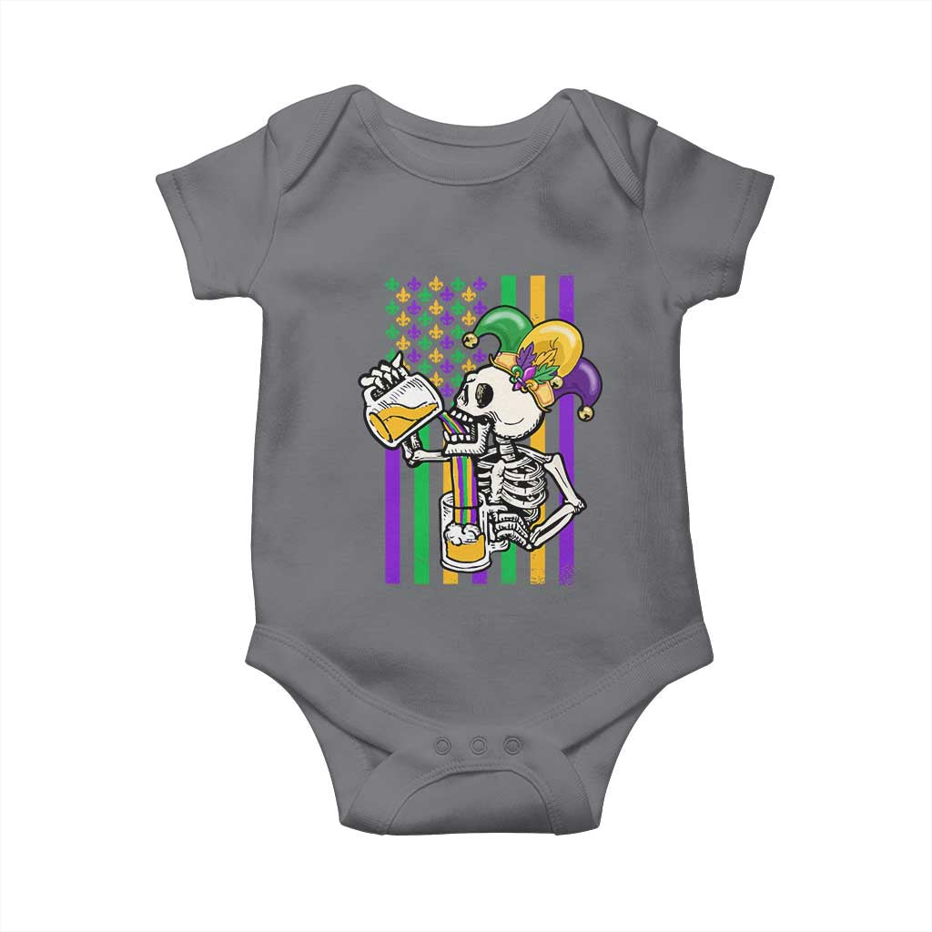 Mardi Gras Beer Lover American Flag Fat Tuesday Parade Baby Onesie TS09 Charcoal Print Your Wear