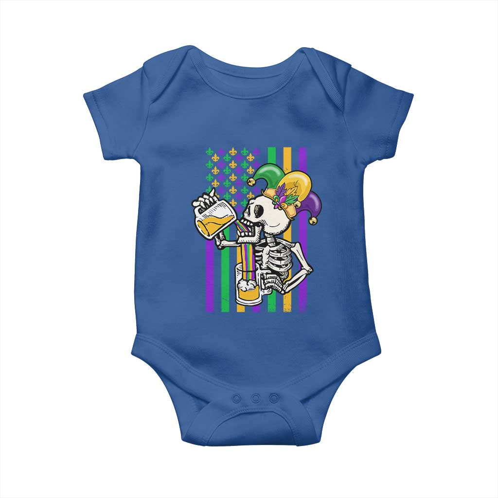 Mardi Gras Beer Lover American Flag Fat Tuesday Parade Baby Onesie TS09 Royal Blue Print Your Wear