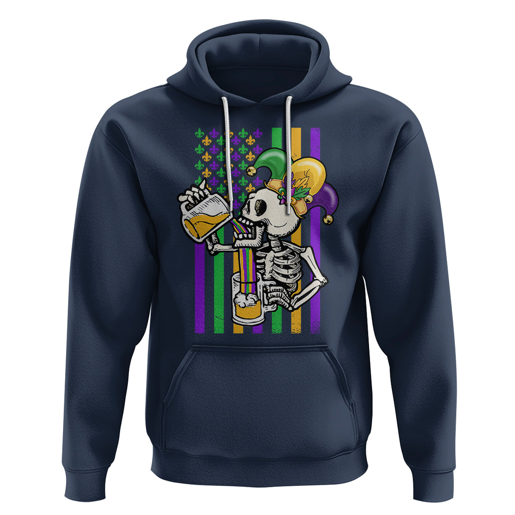Mardi Gras Beer Lover American Flag Fat Tuesday Parade Hoodie TS09 Navy Printyourwear
