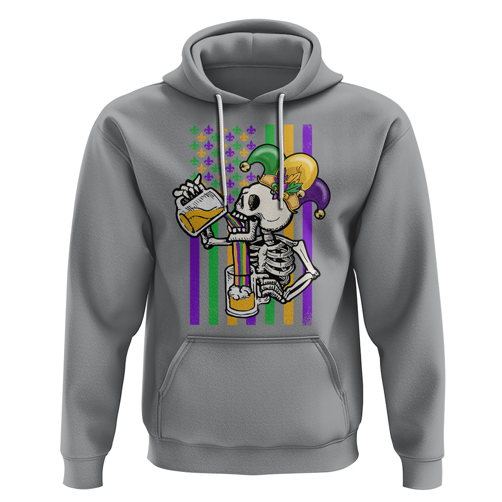 Mardi Gras Beer Lover American Flag Fat Tuesday Parade Hoodie TS09 Sport Gray Printyourwear