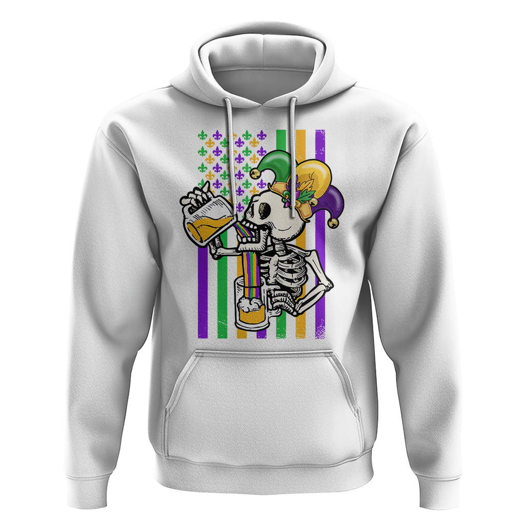 Mardi Gras Beer Lover American Flag Fat Tuesday Parade Hoodie TS09 White Printyourwear