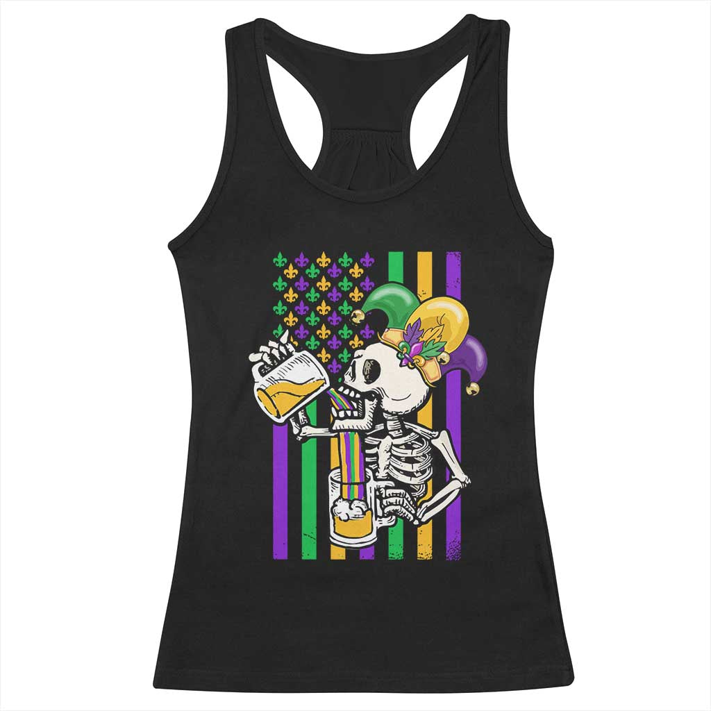 Mardi Gras Beer Lover American Flag Fat Tuesday Parade Racerback Tank Top TS09 Black Print Your Wear
