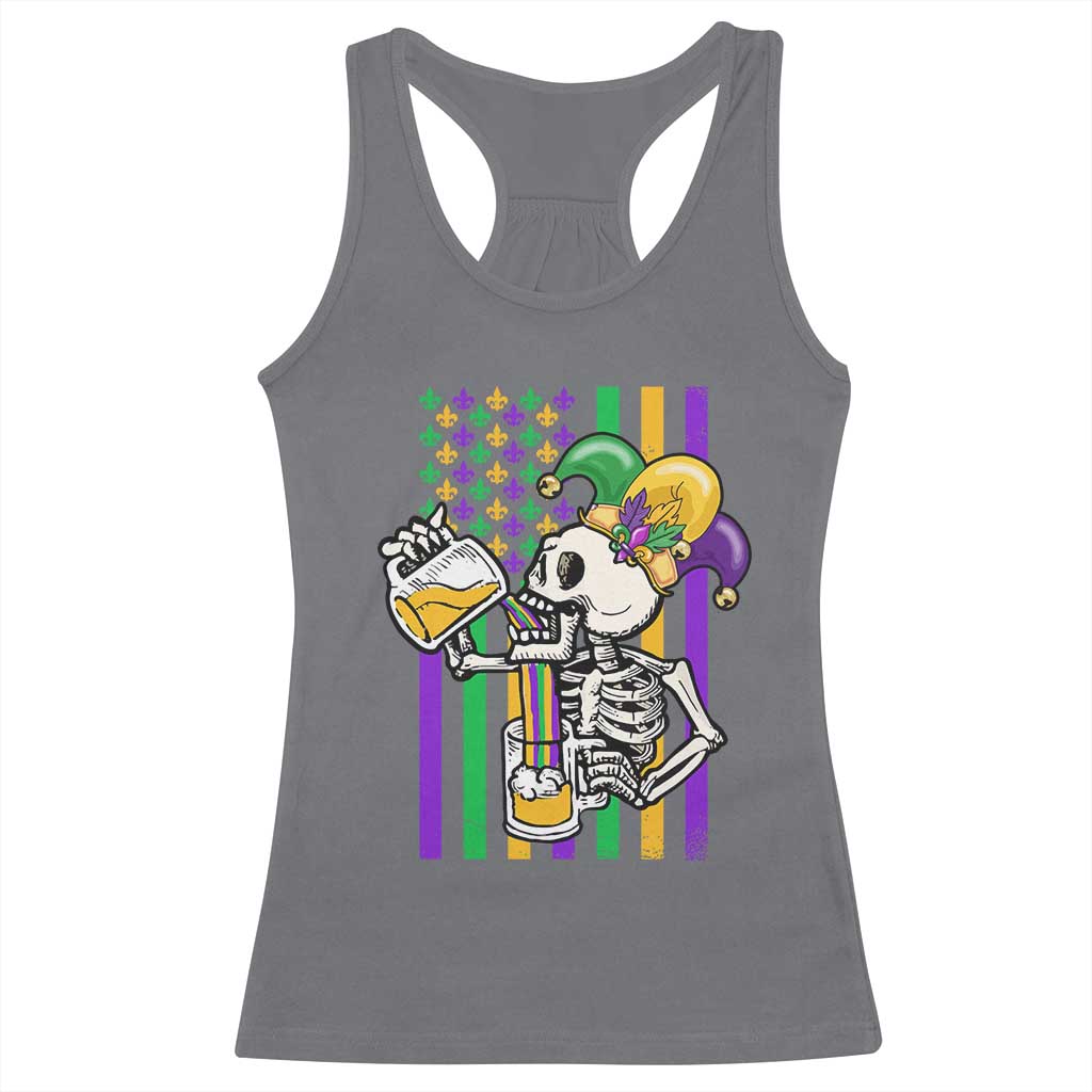 Mardi Gras Beer Lover American Flag Fat Tuesday Parade Racerback Tank Top TS09 Charcoal Print Your Wear