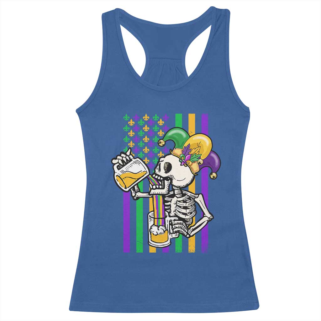 Mardi Gras Beer Lover American Flag Fat Tuesday Parade Racerback Tank Top TS09 Royal Blue Print Your Wear