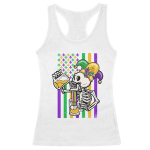 Mardi Gras Beer Lover American Flag Fat Tuesday Parade Racerback Tank Top TS09 White Print Your Wear