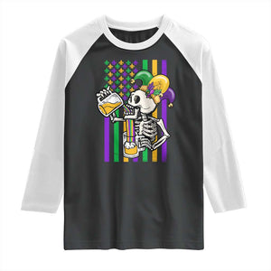 Mardi Gras Beer Lover American Flag Fat Tuesday Parade Raglan Shirt TS09 Black White Print Your Wear