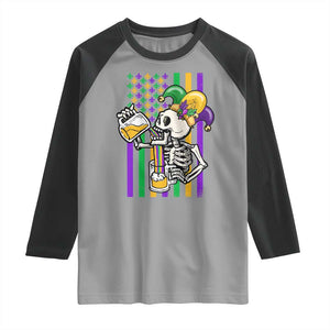 Mardi Gras Beer Lover American Flag Fat Tuesday Parade Raglan Shirt TS09 Sport Gray Black Print Your Wear