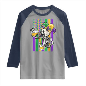 Mardi Gras Beer Lover American Flag Fat Tuesday Parade Raglan Shirt TS09 Sport Gray Navy Print Your Wear