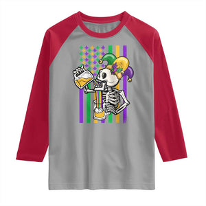 Mardi Gras Beer Lover American Flag Fat Tuesday Parade Raglan Shirt TS09 Sport Gray Red Print Your Wear