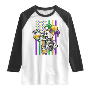 Mardi Gras Beer Lover American Flag Fat Tuesday Parade Raglan Shirt TS09 White Black Print Your Wear