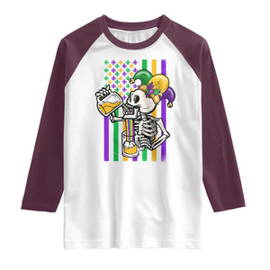 Mardi Gras Beer Lover American Flag Fat Tuesday Parade Raglan Shirt TS09 White Maroon Print Your Wear