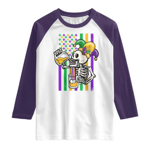 Mardi Gras Beer Lover American Flag Fat Tuesday Parade Raglan Shirt TS09 White Purple Print Your Wear