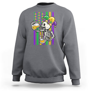 Mardi Gras Beer Lover American Flag Fat Tuesday Parade Sweatshirt TS09 Charcoal Printyourwear