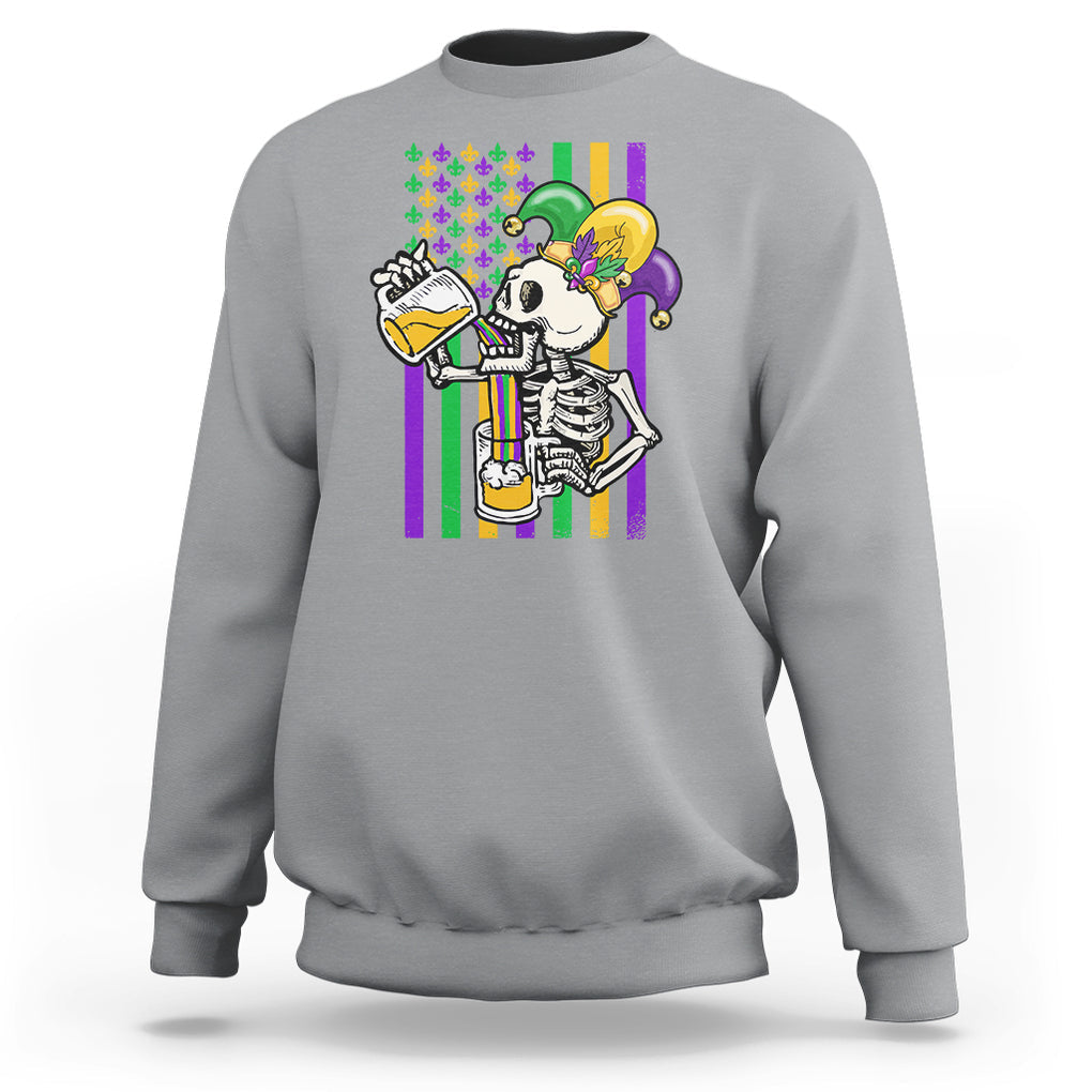 Mardi Gras Beer Lover American Flag Fat Tuesday Parade Sweatshirt TS09 Sport Gray Printyourwear