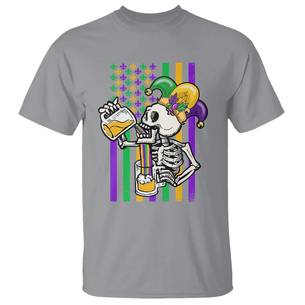 Mardi Gras Beer Lover American Flag Fat Tuesday Parade T Shirt TS09 Sport Gray Printyourwear