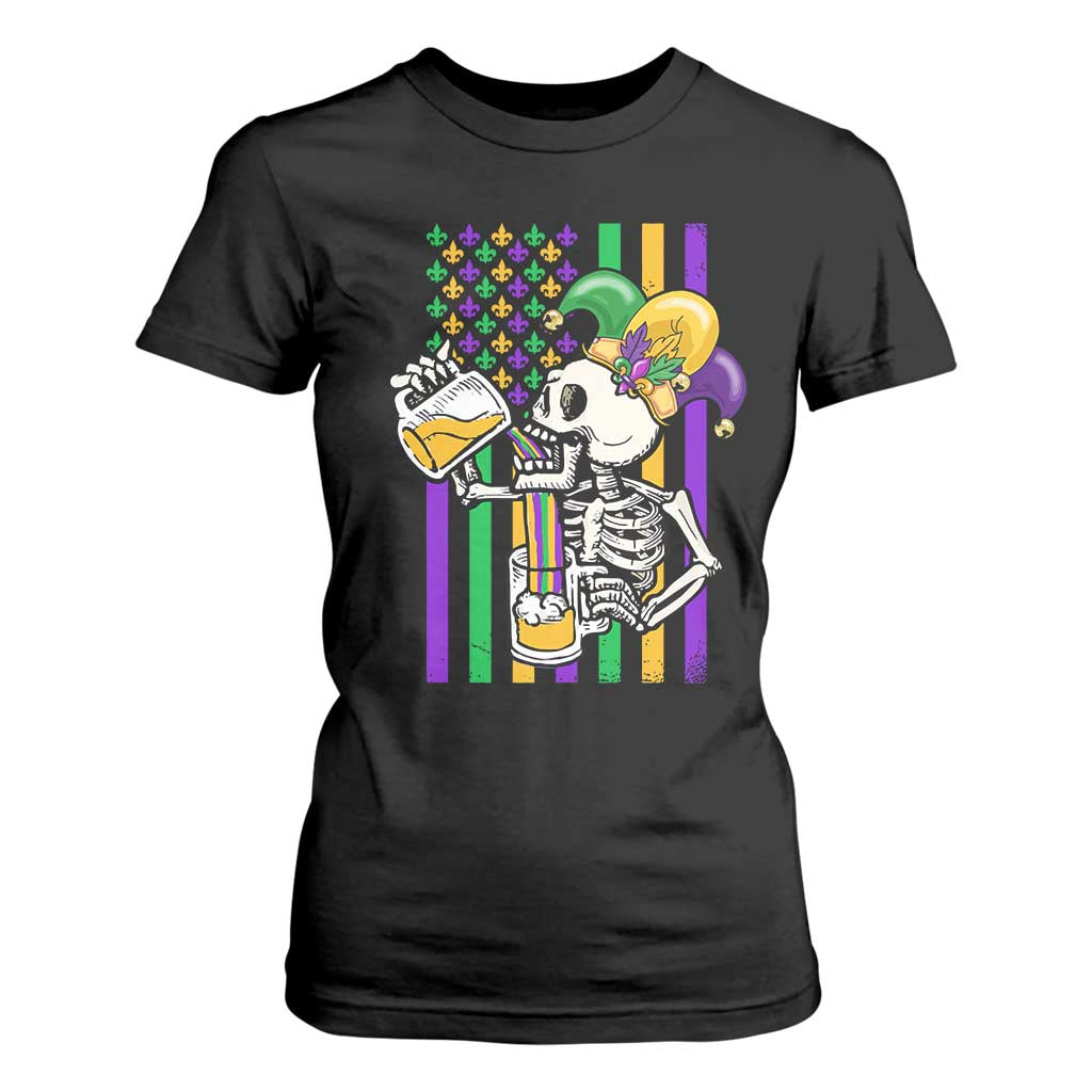 Mardi Gras Beer Lover American Flag Fat Tuesday Parade T Shirt For Women TS09 Black Print Your Wear