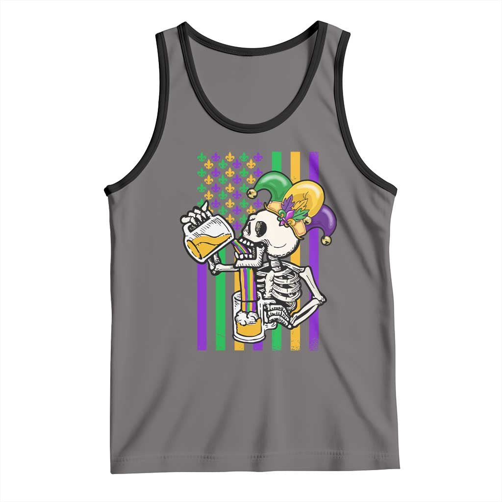 Mardi Gras Beer Lover American Flag Fat Tuesday Parade Tank Top TS09 Deep Heather Black Print Your Wear
