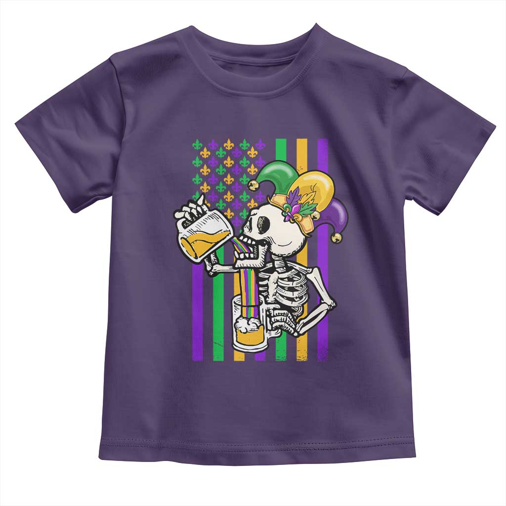 Mardi Gras Beer Lover American Flag Fat Tuesday Parade Toddler T Shirt TS09 Purple Print Your Wear