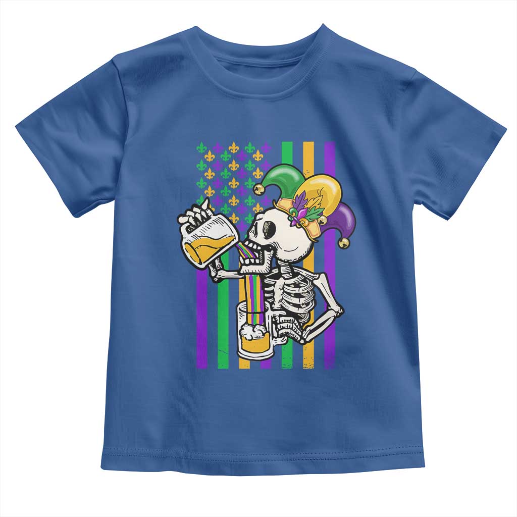 Mardi Gras Beer Lover American Flag Fat Tuesday Parade Toddler T Shirt TS09 Royal Blue Print Your Wear