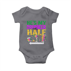 Mardi Gras Couple Matching Baby Onesie He's My Drunker Half TS09 Charcoal Print Your Wear