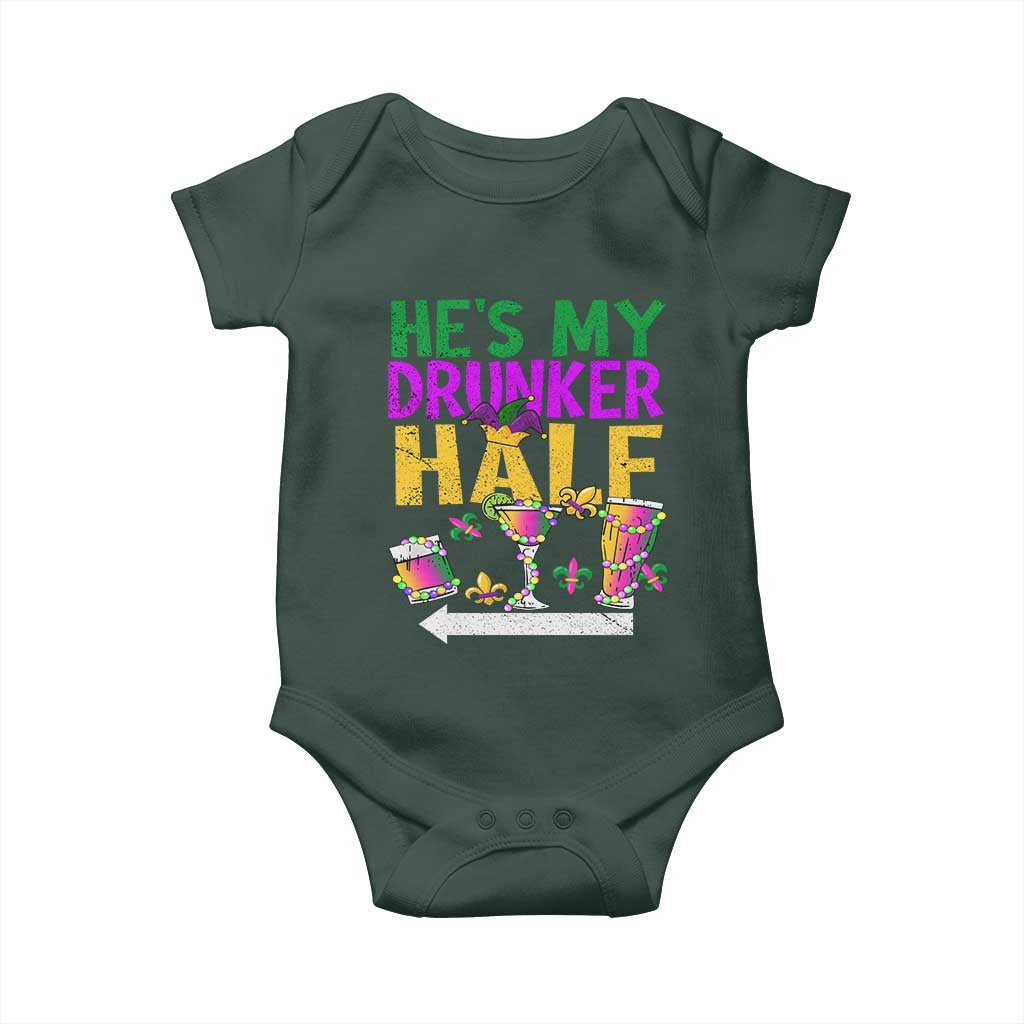 Mardi Gras Couple Matching Baby Onesie He's My Drunker Half TS09 Print Your Wear