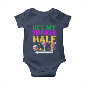 Mardi Gras Couple Matching Baby Onesie He's My Drunker Half TS09 Navy Print Your Wear