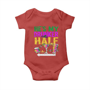 Mardi Gras Couple Matching Baby Onesie He's My Drunker Half TS09 Red Print Your Wear