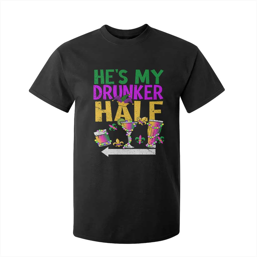 Mardi Gras Couple Matching T Shirt For Kid He's My Drunker Half TS09 Black Print Your Wear
