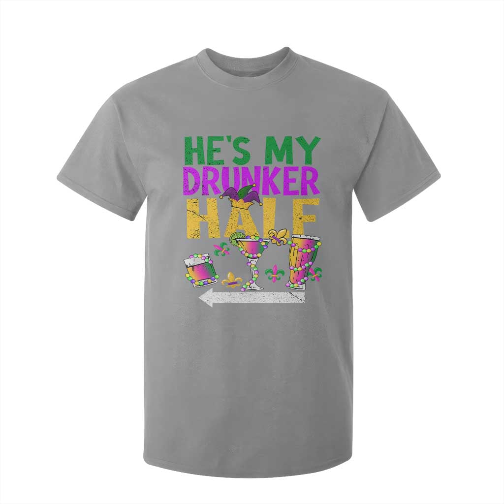 Mardi Gras Couple Matching T Shirt For Kid He's My Drunker Half TS09 Sport Gray Print Your Wear