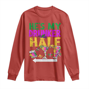 Mardi Gras Couple Matching Long Sleeve Shirt He's My Drunker Half TS09 Red Print Your Wear