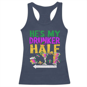Mardi Gras Couple Matching Racerback Tank Top He's My Drunker Half TS09 Navy Print Your Wear
