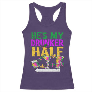 Mardi Gras Couple Matching Racerback Tank Top He's My Drunker Half TS09 Purple Print Your Wear