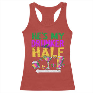 Mardi Gras Couple Matching Racerback Tank Top He's My Drunker Half TS09 Red Print Your Wear