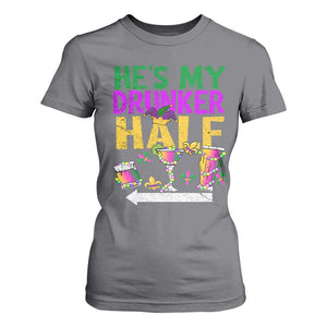 Mardi Gras Couple Matching T Shirt For Women He's My Drunker Half TS09 Charcoal Print Your Wear